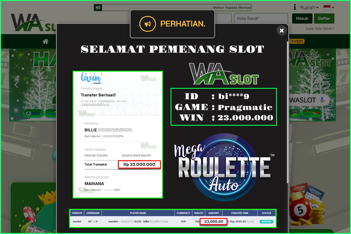 WASLOT – MEGA ROULETTE