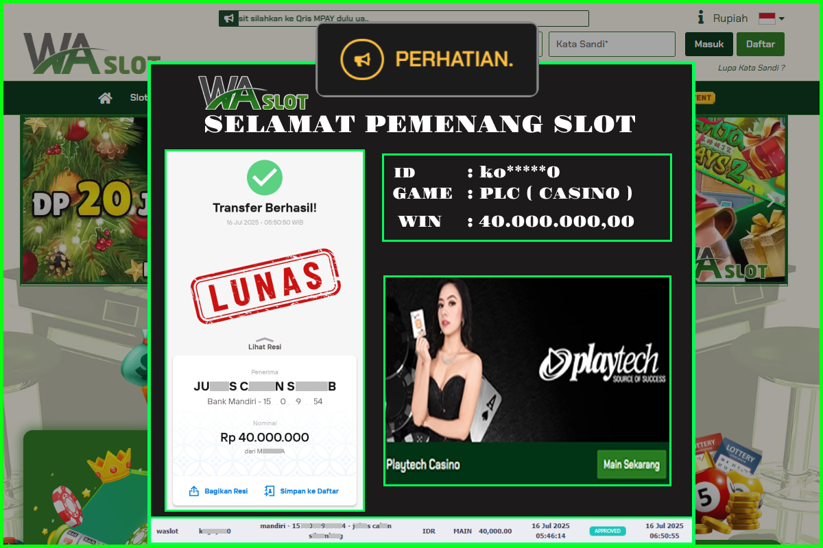 WASLOT – PLC ( CASINO PLAYTECH