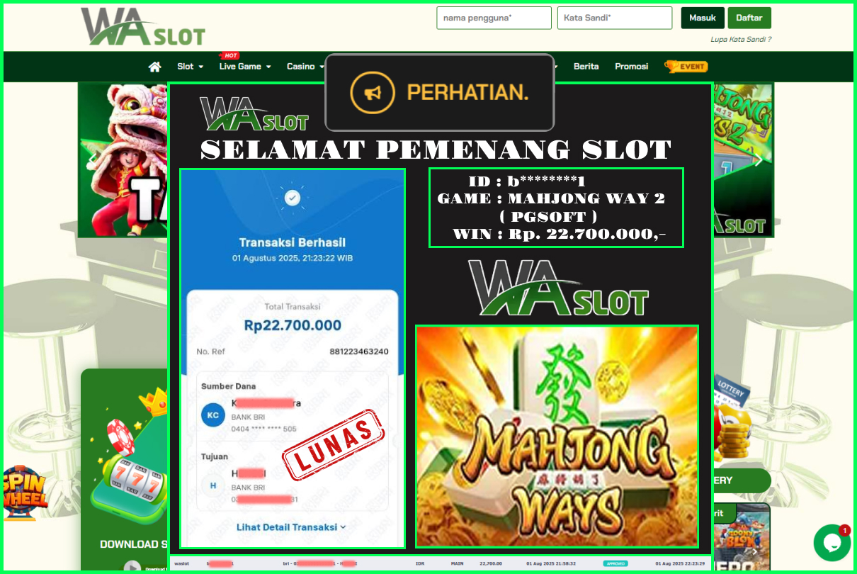 WASLOT – MAHJONG WAYS 2 ( PGSOFT )