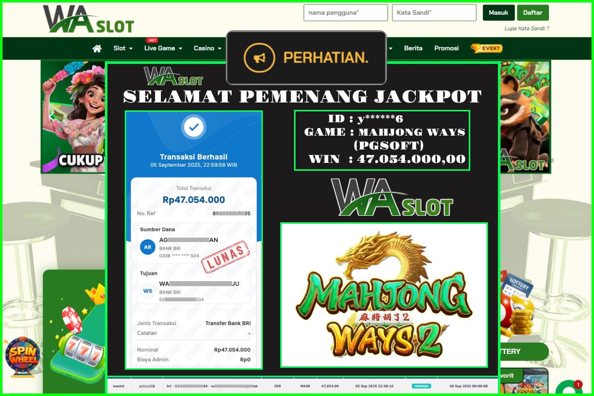 WASLOT – MAHJONG WAYS 2 ( PGSOFT )