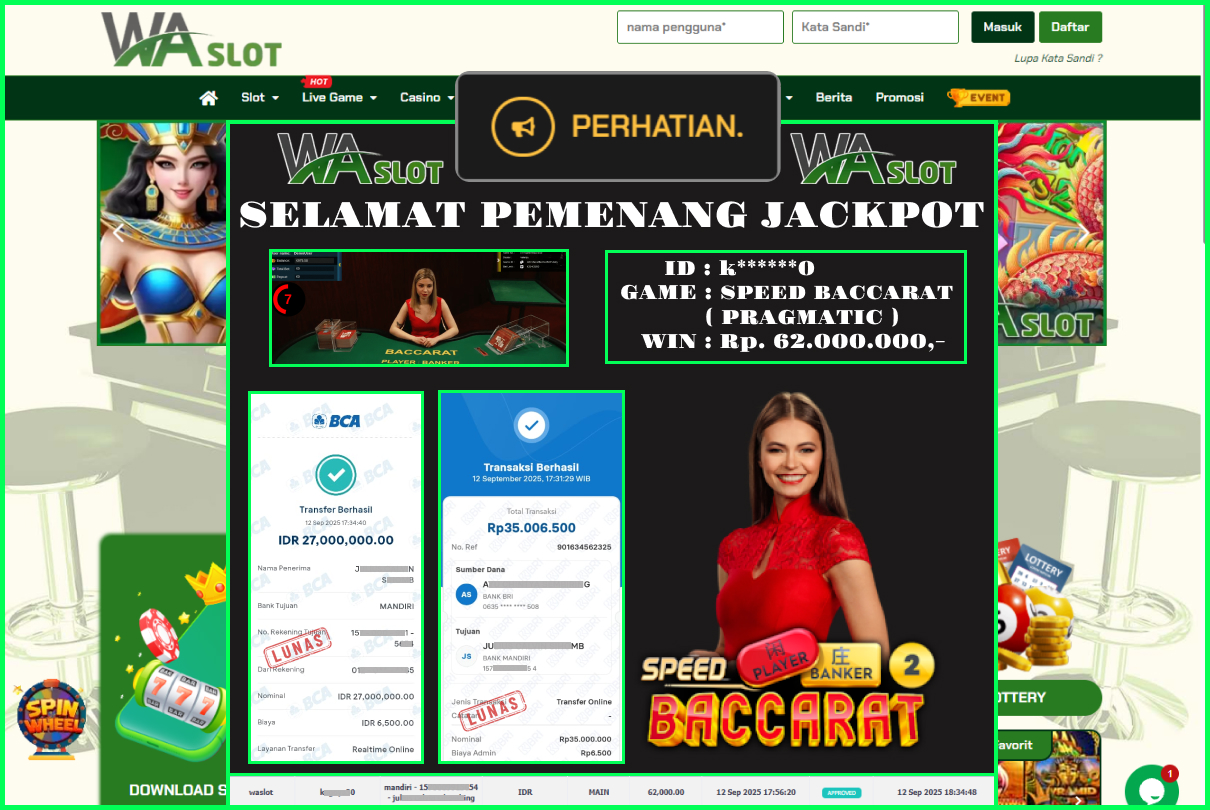 WASLOT – SPEED BACCARAT 11 ( PRAGMATIC)