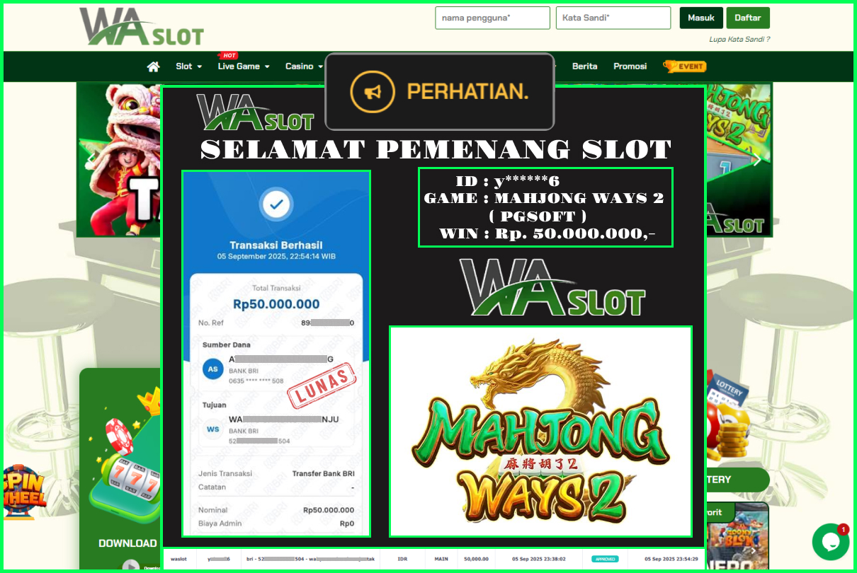 WASLOT – MAHJONG WAYS 2 ( PGSOFT )