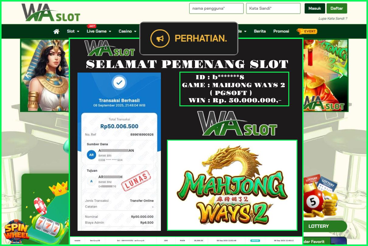 WASLOT – MAHJONG WAYS 2 ( PGSOFT )