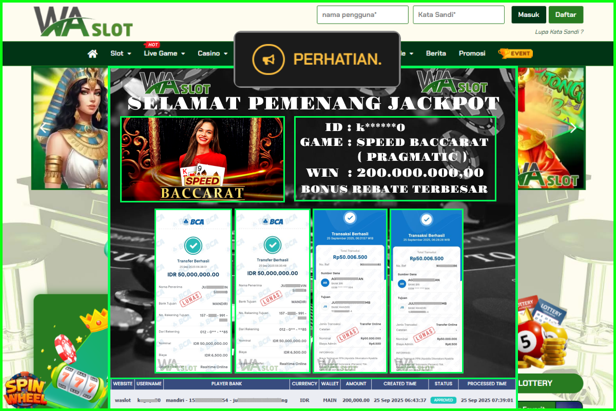 WASLOT – SPEED BACCARAT 1 ( PRAGMATIC )