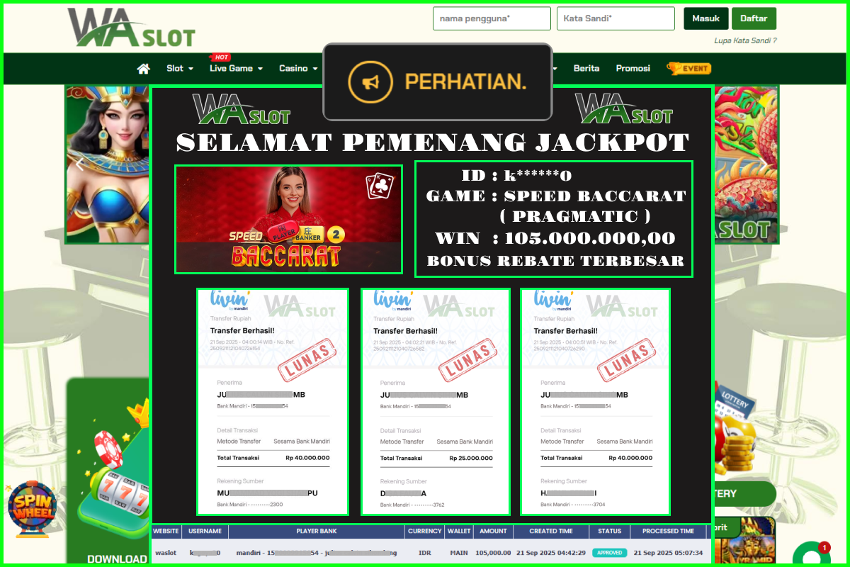 WASLOT – SPEED BACCARAT 2 ( PRAGMATIC )
