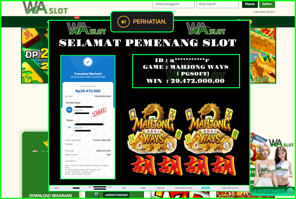 WASLOT – MAHJONG WAYS ( PGSOFT)