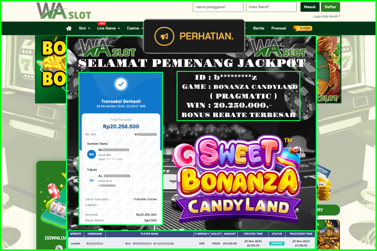 WASLOT – BONANZA CANDYLAND ( PRAGMATIC )