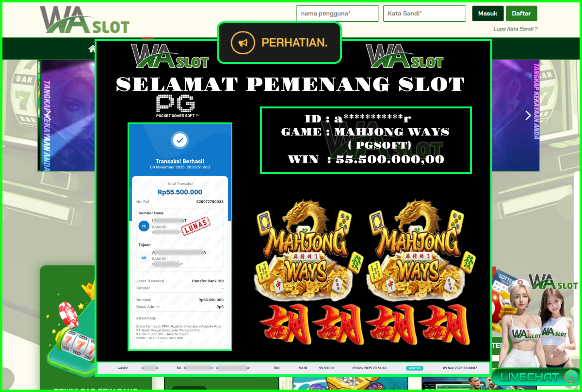 WASLOT – MAHJONG WAYS ( PGSOFT)