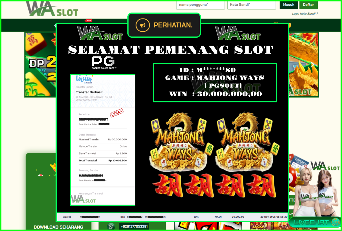 WASLOT – MAHJONG WAYS 2 ( PGSOFT )