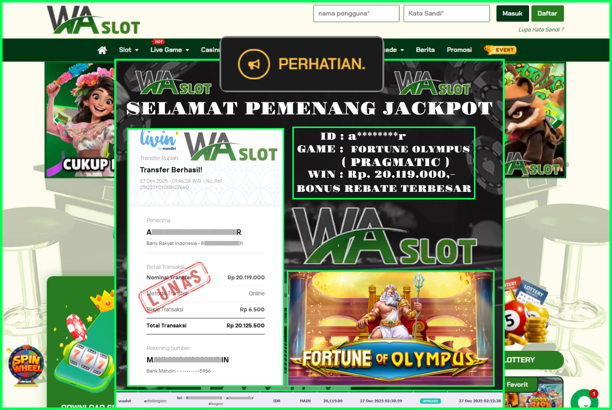 WASLOT – FORTUNE OLYMPUS ( PRAGMATIC )