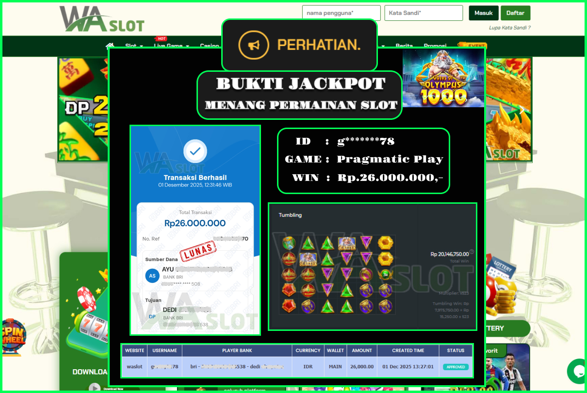 WASLOT – GATES OF OLYMPUS 1000