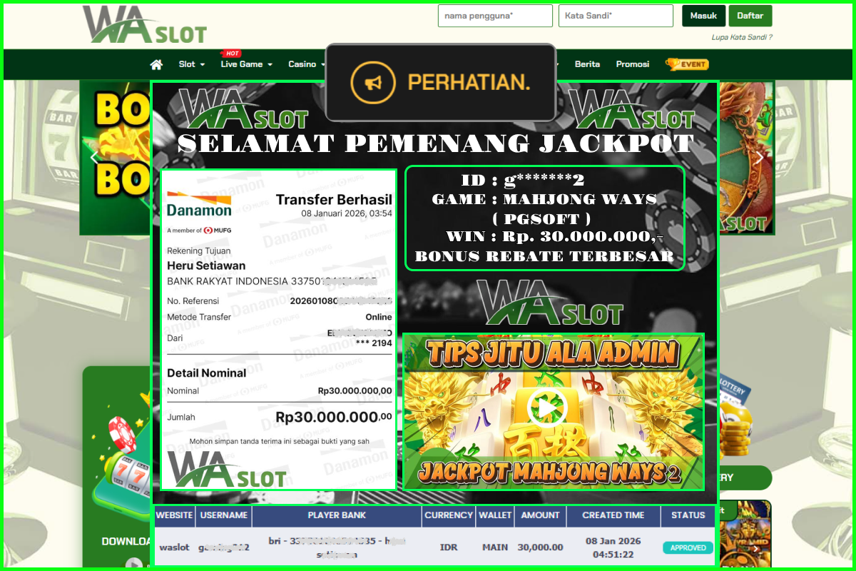 WASLOT –  MAHJONG WAYS ( PGSOFT)