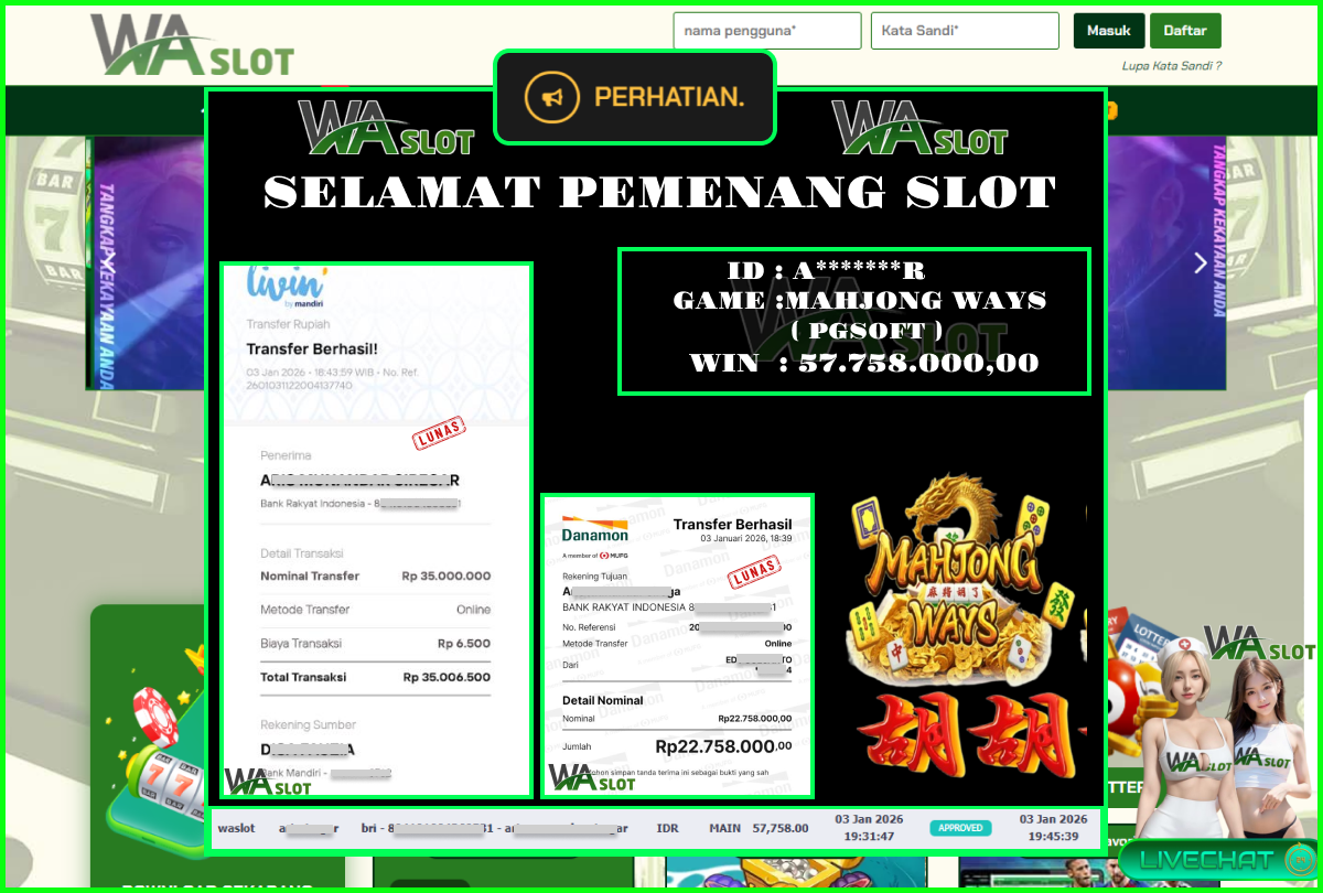 WASLOT – MAHJONG WAYS ( PGSOFT )