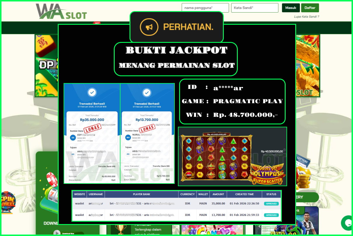 WASLOT –  GATES OF OLYMPUS SUPER SCATTER