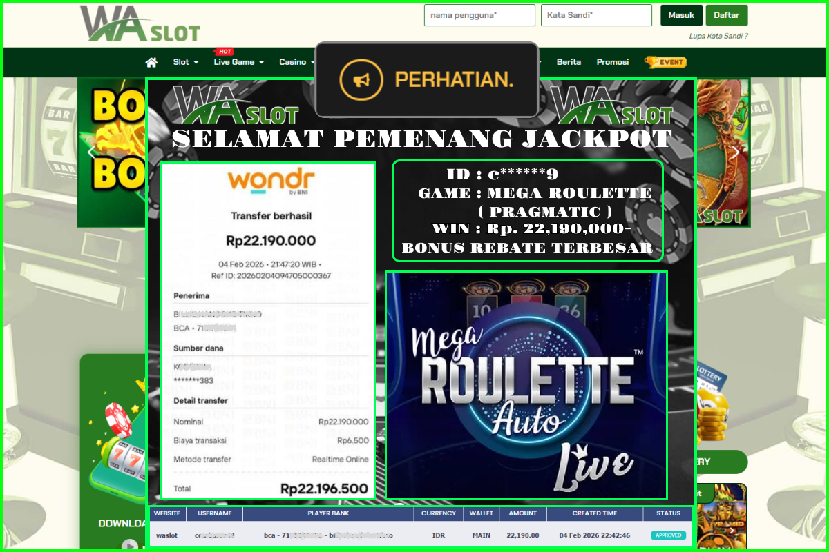 WASLOT –  AUTO MEGA ROULETTE