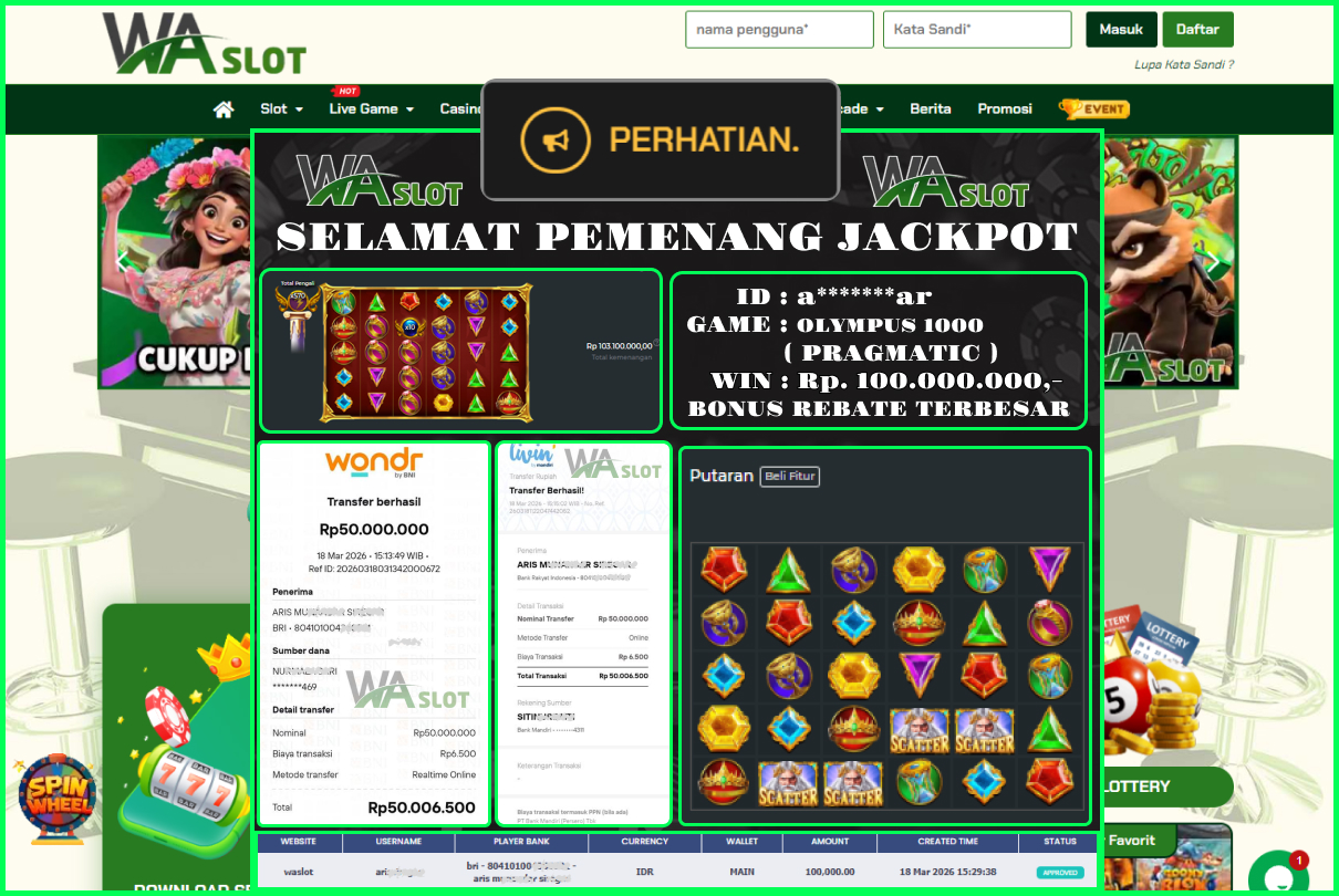 WASLOT – GATE OF OLYMPUS 1000 ( PRAGMATIC )