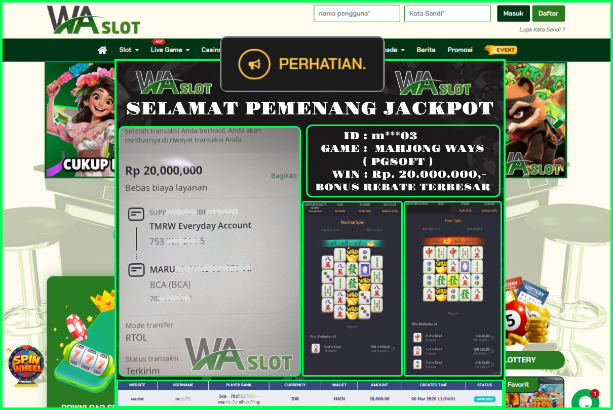 WASLOT – MAHJONG WAYS ( PGSOFT)