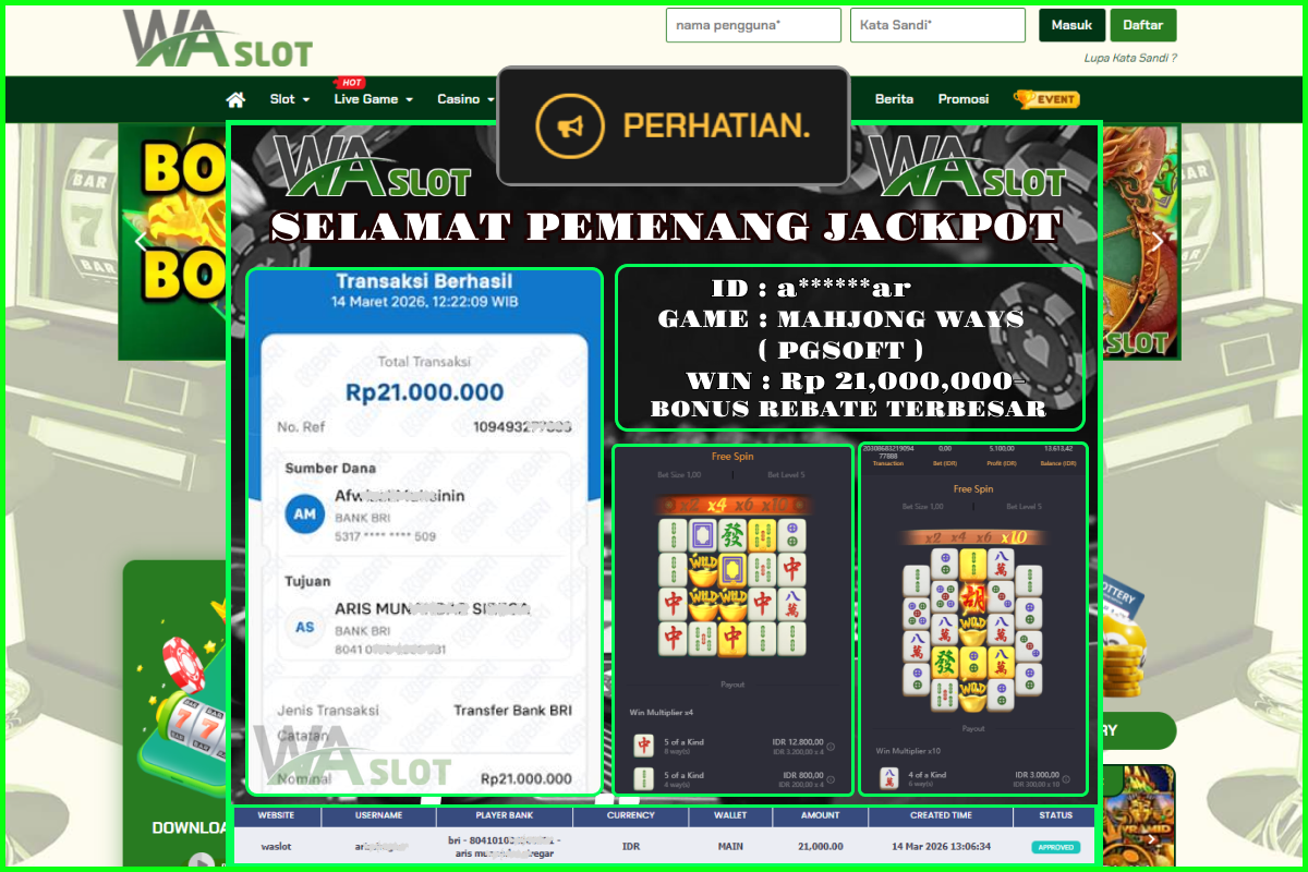 WASLOT – MAHJONG WAYS ( PGSOFT )