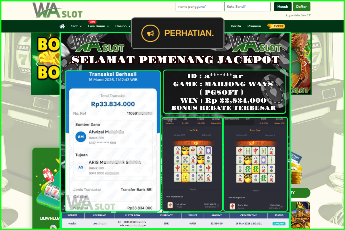 WASLOT – MAHJONG WAYS ( PGSOFT )