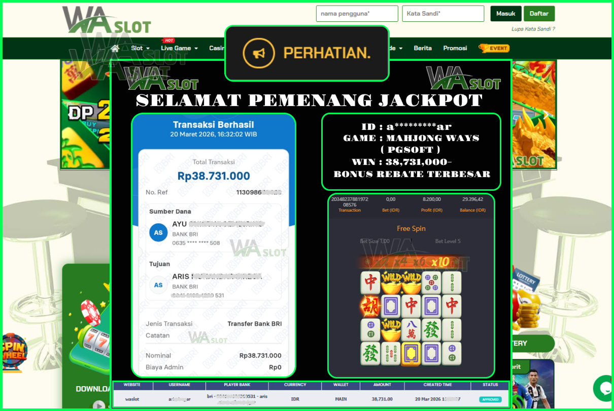 WASLOT – MAHJONG WAYS ( PGSOFT )