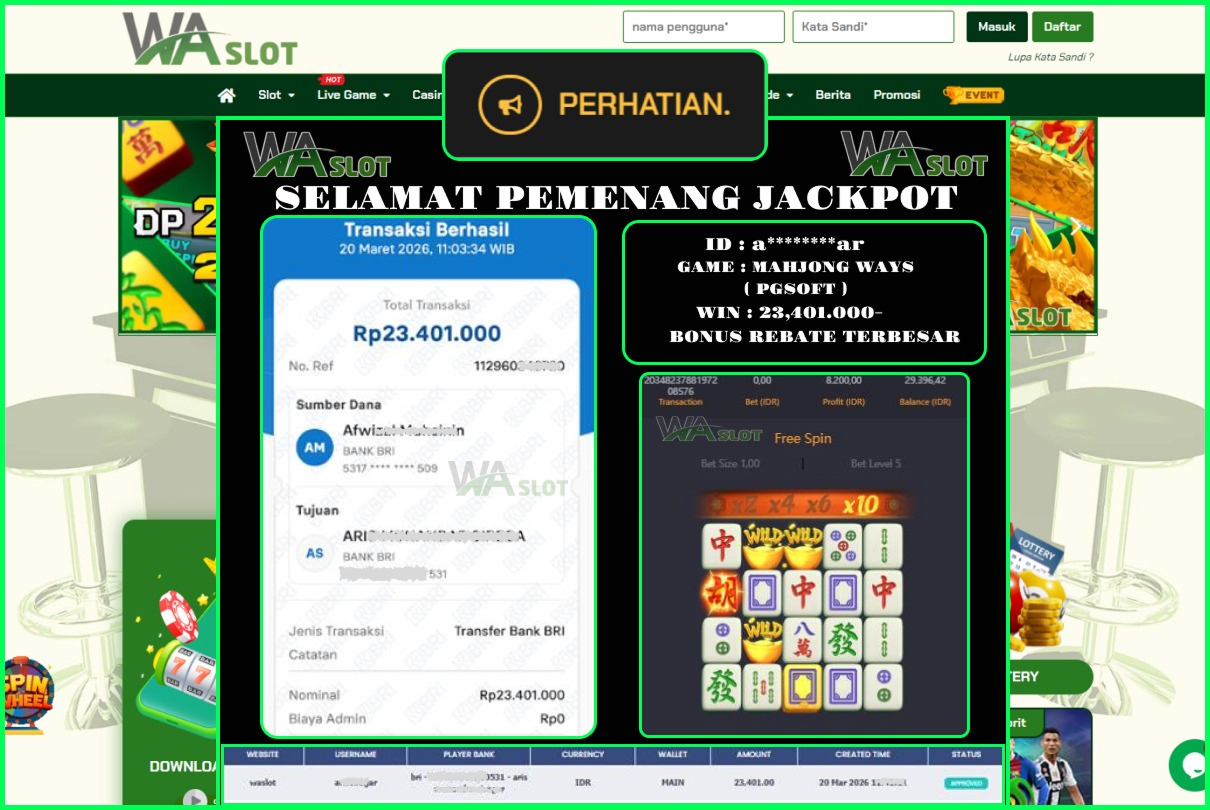 WASLOT – MAHJONG WAYS ( PGSOFT )