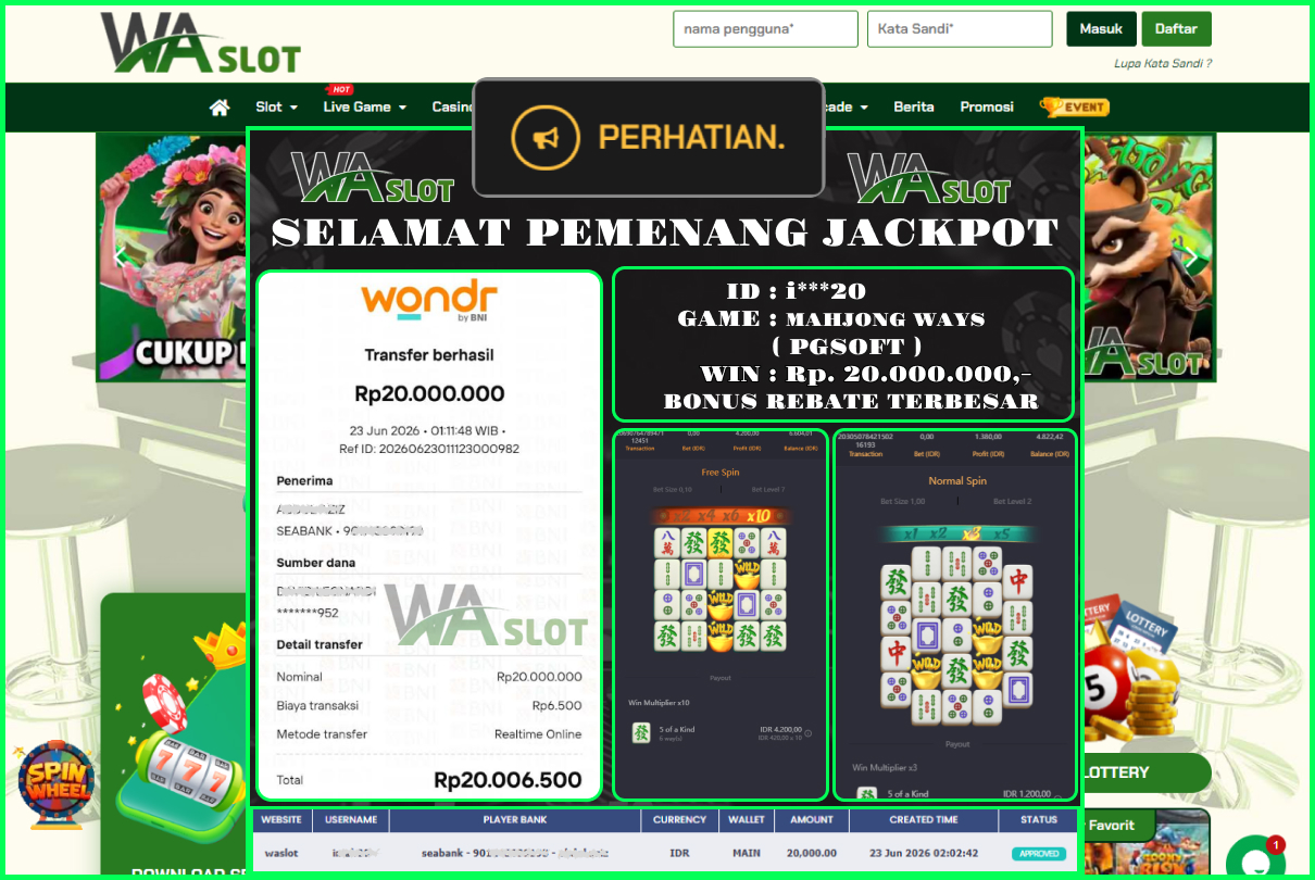 WASLOT – MAHJONG WAYS ( PGSOFT)