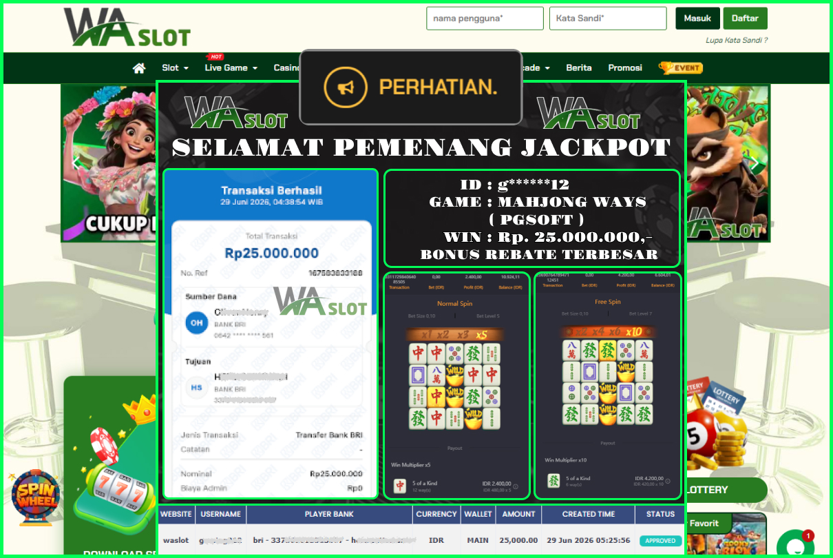 WASLOT – MAHJONG WAYS ( PGSOFT)