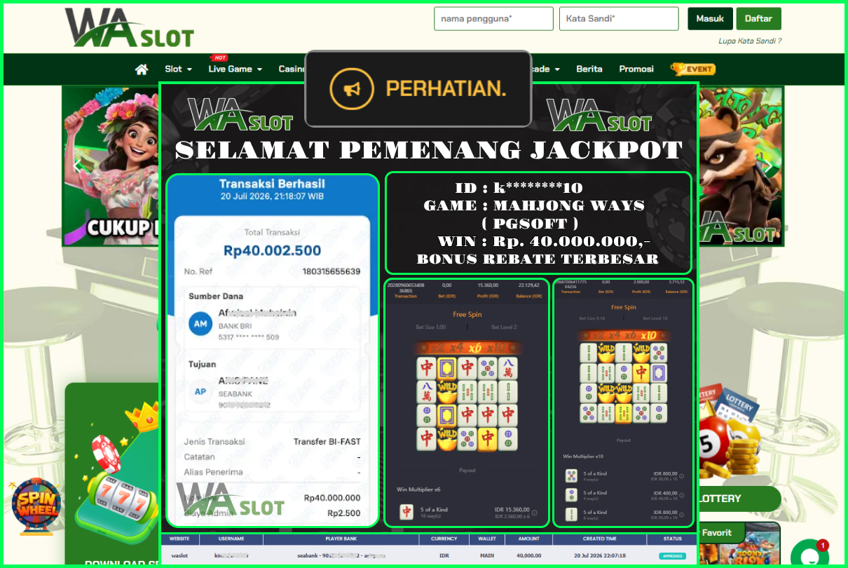 WASLOT – MAHJONG WAYS ( PGSOFT )