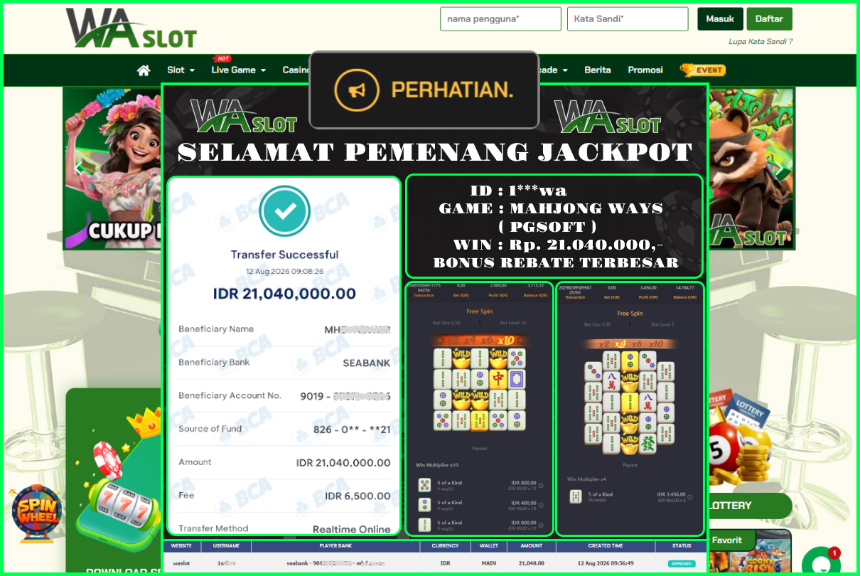 WASLOT – MAHJONG WAYS ( PGSOFT )